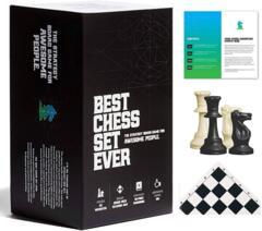 Best Chess Set Ever 20x20 Black and White Silicone Board with 3x Weighted Pieces